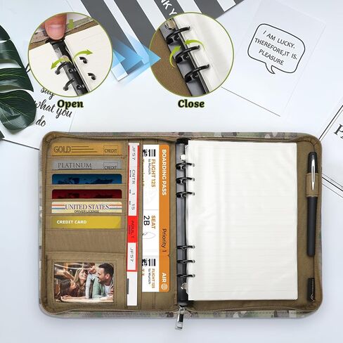 WIOR Tactical Padfolio Portfolio Binder with Zipper and 80 Sheets of Loose-Leaf Paper, Military Notebook Cover Portfolio Organizer Folder for Documents Business Cards, Detachable 6-Ring Notepad - Camo in Kuwait