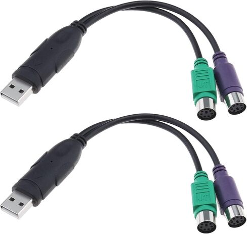 Create idea 2PCS PS2 to USB Adapter PS2 Keyboard and Mouse to USB Converter Cables Y Splitter Adapter Plug and Play Support PS2 Port of KVM Switch 20cm in Saudi Arabia
