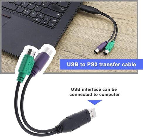 Create idea 2PCS PS2 to USB Adapter PS2 Keyboard and Mouse to USB Converter Cables Y Splitter Adapter Plug and Play Support PS2 Port of KVM Switch 20cm in Saudi Arabia