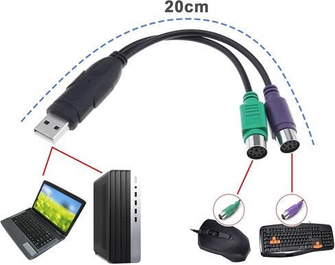 Create idea 2PCS PS2 to USB Adapter PS2 Keyboard and Mouse to USB Converter Cables Y Splitter Adapter Plug and Play Support PS2 Port of KVM Switch 20cm in Saudi Arabia