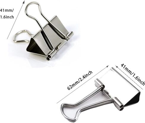 مشابك ربط كبيرة مقاس 1.6 بوصة (50 حزمة)، مشابك ربط كبيرة متوسطة الحجم للوازم المكتب والمنزل، فضي in Kuwait