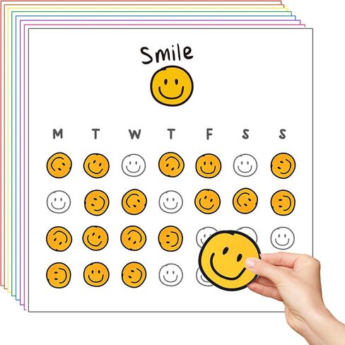 Pack of 12 Months Reward Chart Smile Stickers for Kids and Incentive Board to Motivate Toddler, Kid, Teen, Teacher for Behavior Potty Chore Homework Routine Awards Decals in Kuwait