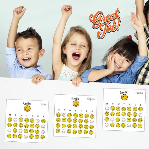Pack of 12 Months Reward Chart Smile Stickers for Kids and Incentive Board to Motivate Toddler, Kid, Teen, Teacher for Behavior Potty Chore Homework Routine Awards Decals in Kuwait