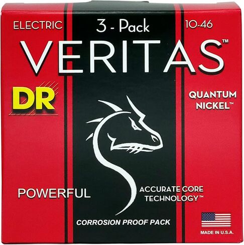 DR Strings Veritas Coated Core Technology Electric Guitar Strings, Medium 10-46, 3-Pack (VTE-10-3PK) in Saudi Arabia
