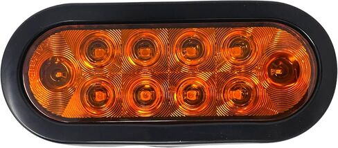 [2x كهرماني 6 بوصات بيضاوية 10 LED إشارة مقطورة منتصف الدوران وإيقاف الدوران الذيل مجموعة ضوء مؤشر DOT معتمدة مع الحلقات والمقابس IP67 مقاوم للماء رف الصداع الخلفي شاحنة تخييم RV 12 فولت in Kuwait