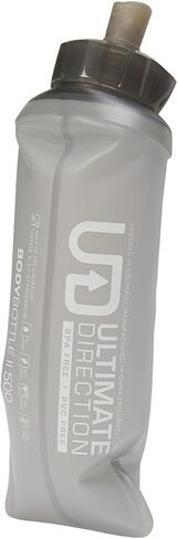 زجاجة الجسم Ultimate Direction V3 - زجاجة مياه ناعمة الجوانب للجري، الماراثون، حقيبة الظهر، حجم 500 مل، خالية من البيسفينول A، متوافقة مع الساخن أو البارد in Kuwait