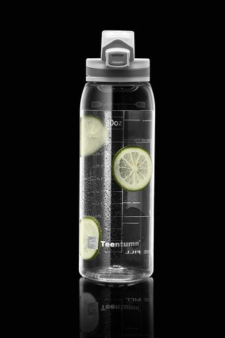 Water Bottle BPA Free Tritan with Time Markers, 30oz Large Durable Gym Plastic Bottle for Fitness, Outdoor Enthusiasts, Leakproof White (Pack of 1) in Saudi Arabia
