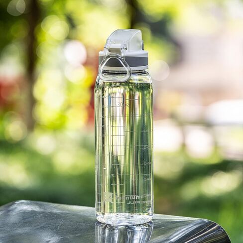 Water Bottle BPA Free Tritan with Time Markers, 30oz Large Durable Gym Plastic Bottle for Fitness, Outdoor Enthusiasts, Leakproof White (Pack of 1) in Saudi Arabia