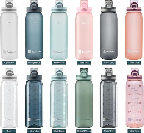 Water Bottle BPA Free Tritan with Time Markers, 30oz Large Durable Gym Plastic Bottle for Fitness, Outdoor Enthusiasts, Leakproof White (Pack of 1) in Saudi Arabia