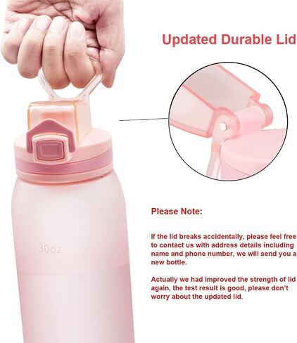 Water Bottle BPA Free Tritan with Time Markers, 30oz Large Durable Gym Plastic Bottle for Fitness, Outdoor Enthusiasts, Leakproof White (Pack of 1) in Saudi Arabia
