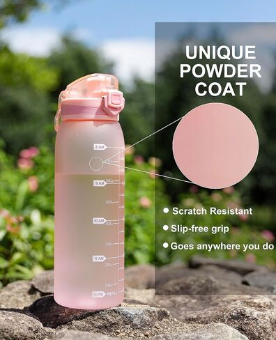 Water Bottle BPA Free Tritan with Time Markers, 30oz Large Durable Gym Plastic Bottle for Fitness, Outdoor Enthusiasts, Leakproof White (Pack of 1) in Saudi Arabia