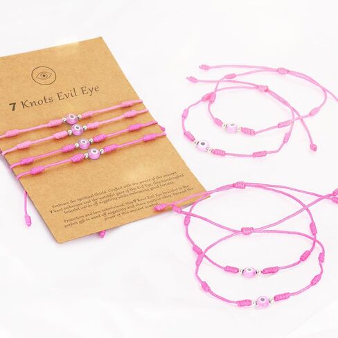 Poxtex 9pcs Evil Eye 7 Knot Lucky Bracelets, Cute Dainty Adjustable Red String Amulet for Women Men Baby Boys & Girls with Gold Bead, Christmas Gifts for Friend Protection Jewelry Hand Bracelet, Valentines Day Gifts for Her Him in Saudi Arabia