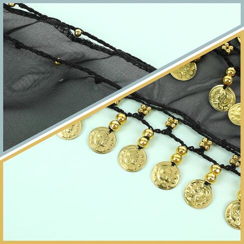 24 قطعة الرقص الشرقي وشاح الورك تنورة الرقص الشرقي مع العملات الذهبية بلينغ الرقص الشرقي الزي أزياء الراقصة للنساء in Kuwait