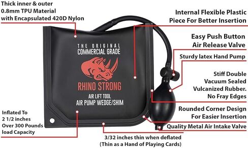 The Original Rhino Strong Commercial Grade Air Wedge Bag 2.0 Pump Professional Leveling Kit & Alignment Tool Shim Bag in the Popular Medium Size (2 Pack). in Saudi Arabia