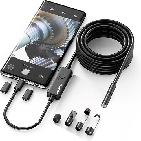 كاميرا فحص المنظار الصناعي من KEEMIKA، كاميرا صرف صحي IPS Borescope 1080P HD 4.3 بوصة مع كاميرا ثعبان IP67 مقاومة للماء، كاميرا فحص القناة مع 8 مصابيح 9.84FT كابل شبه صلب in Kuwait