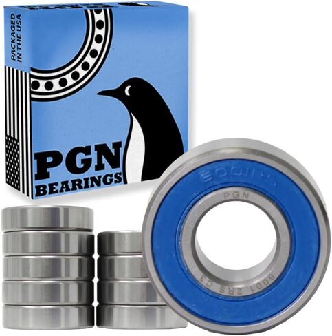 PGN (10 Pack) 6001-2RS Bearing - Lubricated Chrome Steel Sealed Ball Bearing - 12x28x8mm Bearings with Rubber Seal & High RPM Support in Saudi Arabia