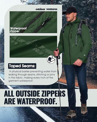 Outdoor Ventures Men's Packable Rain Jacket Waterproof Raincoat with Hood in Saudi Arabia