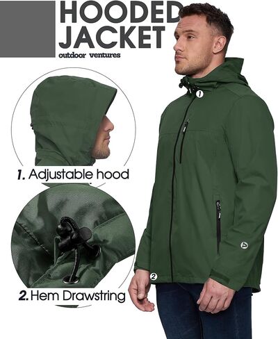 Outdoor Ventures Men's Packable Rain Jacket Waterproof Raincoat with Hood in Saudi Arabia