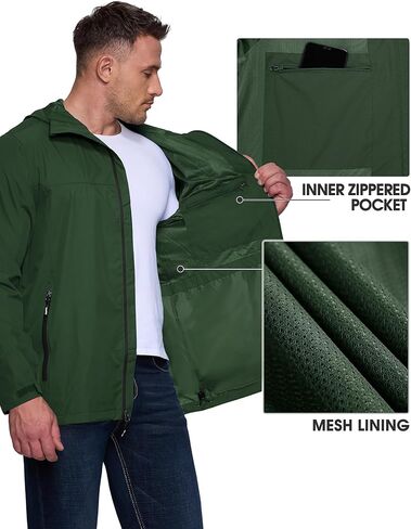 Outdoor Ventures Men's Packable Rain Jacket Waterproof Raincoat with Hood in Saudi Arabia