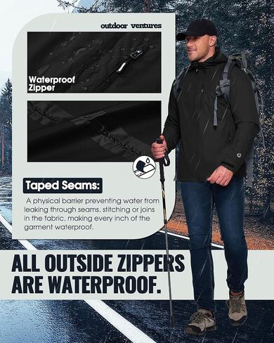 Outdoor Ventures Men's Packable Rain Jacket Waterproof Raincoat with Hood in Saudi Arabia