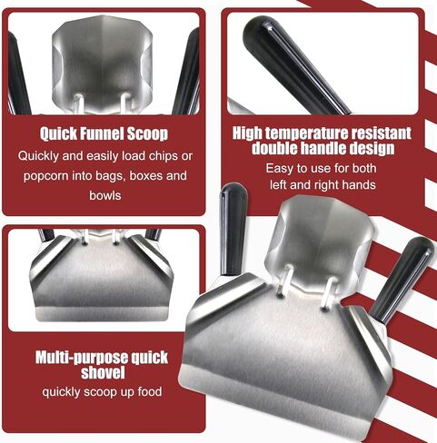 CNQLIS Popcorn Scoop and Salt Shaker, Stainless Steel Popcorn Scooper French Fry Scoop Serving Spoon for Filling Foods into Bags Boxs, Home Theater Popcorn Machine Accessories in Kuwait