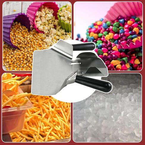 CNQLIS Popcorn Scoop and Salt Shaker, Stainless Steel Popcorn Scooper French Fry Scoop Serving Spoon for Filling Foods into Bags Boxs, Home Theater Popcorn Machine Accessories in Kuwait