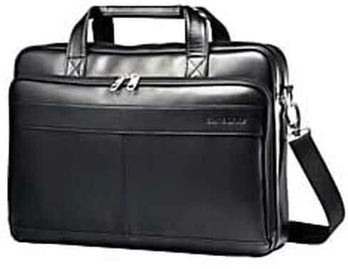Samsonite Leather Slim Briefcase, Black, 16 Inch in Saudi Arabia