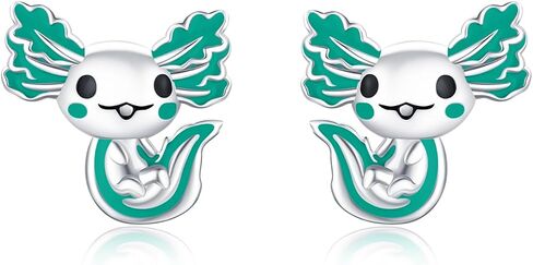 925 Sterling Silver Axolotl Earrings White Gold/Rose Gold Axolotl Jewelry for Women Girls Pink/Blue Axolotl Gifts in Saudi Arabia
