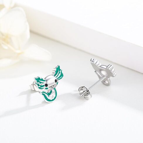 925 Sterling Silver Axolotl Earrings White Gold/Rose Gold Axolotl Jewelry for Women Girls Pink/Blue Axolotl Gifts in Saudi Arabia