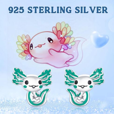 925 Sterling Silver Axolotl Earrings White Gold/Rose Gold Axolotl Jewelry for Women Girls Pink/Blue Axolotl Gifts in Saudi Arabia