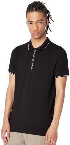 A|X ARMANI EXCHANGE Men's Logo Zip Jersey Polo in Saudi Arabia