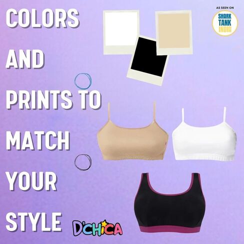 حمالات صدر للتدريب من القطن مع طبقات امامية مزدوجة للمراهقين من دي شيكا - عبوة من 5 قطع in Kuwait