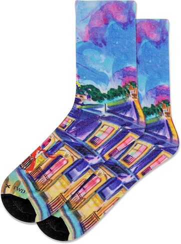 Hot Sox Women's Travel Write Draw Bougainvillea Crew Sock 1 Pair Pack, Pink, Women's Shoe Size 4-10 in Kuwait