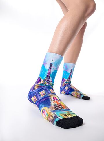 Hot Sox Women's Travel Write Draw Bougainvillea Crew Sock 1 Pair Pack, Pink, Women's Shoe Size 4-10 in Kuwait