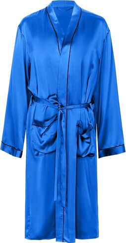COLD POSH Men's Real Silk Robe Luxury Lightweight Bathrobe for Men Long Sleeve Mulberry Silk Sleepwear in Kuwait