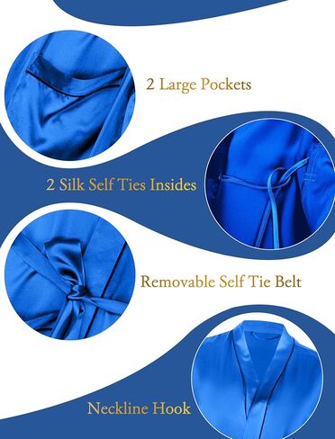 COLD POSH Men's Real Silk Robe Luxury Lightweight Bathrobe for Men Long Sleeve Mulberry Silk Sleepwear in Kuwait