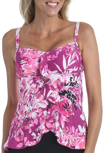 Maxine Of Hollywood Women's Ruffle Front Tankini Swimsuit Top in Saudi Arabia