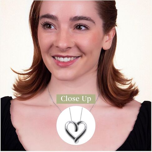 GILDED Sterling Silver 1/4cttw Natural Round-Cut Black Diamond Heart Pendant-Necklace with an 18 Inch Chain in Kuwait