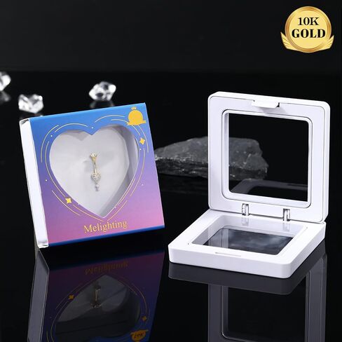 Melighting 14K Solid Gold Belly Button Ring Heart Belly Ring Gold Dangle Belly Piercing Jewelry 14G Navel Ring for Women in Saudi Arabia