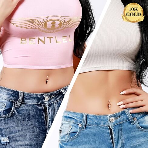 Melighting 14K Solid Gold Belly Button Ring Heart Belly Ring Gold Dangle Belly Piercing Jewelry 14G Navel Ring for Women in Saudi Arabia