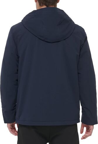 DKNY Men's Performance Tech Hooded Modern Storm Coat, Navy in Saudi Arabia