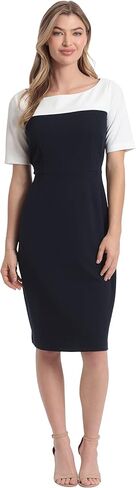 London Times Women's Boat Neck Color Blocked Sheath in Saudi Arabia