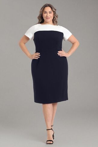 London Times Women's Boat Neck Color Blocked Sheath in Saudi Arabia