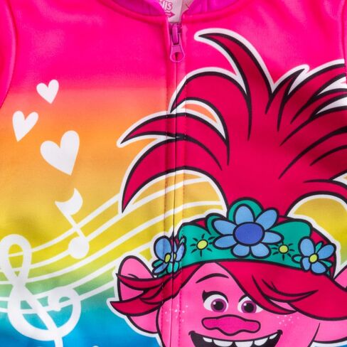 سترة بغطاء للرأس بسحاب من Dreamworks Trolls World Tour للأطفال الصغار والفتيات الصغيرات والفتيات الكبيرات - وردي in Saudi Arabia