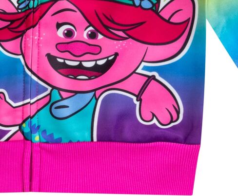 سترة بغطاء للرأس بسحاب من Dreamworks Trolls World Tour للأطفال الصغار والفتيات الصغيرات والفتيات الكبيرات - وردي in Saudi Arabia