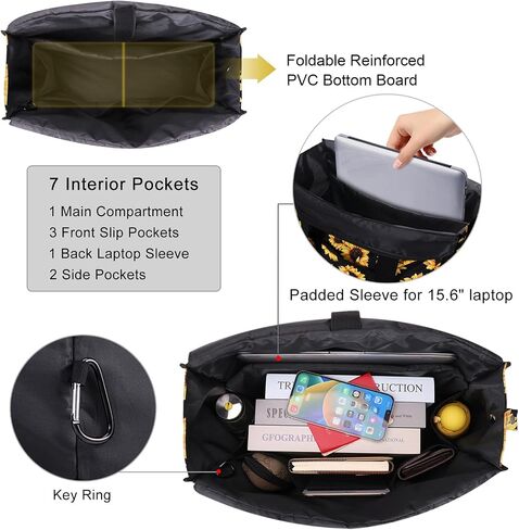 HAWEE Utility Tote Bag with Laptop Compartment Luggage Sleeve Zippered Multi-pocket Commute Shoulder Purse for Nursing/Work in Saudi Arabia