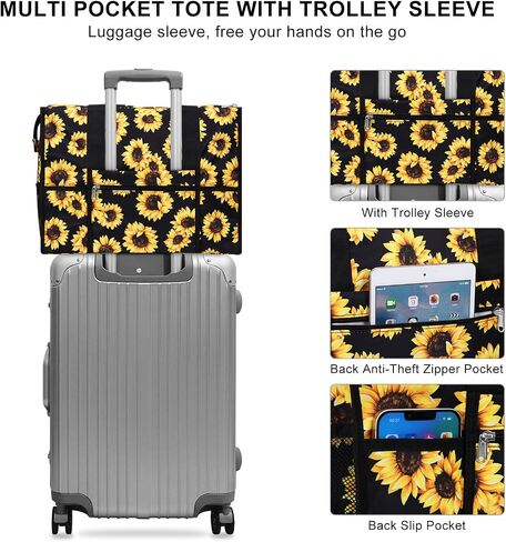 HAWEE Utility Tote Bag with Laptop Compartment Luggage Sleeve Zippered Multi-pocket Commute Shoulder Purse for Nursing/Work in Saudi Arabia