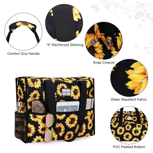 HAWEE Utility Tote Bag with Laptop Compartment Luggage Sleeve Zippered Multi-pocket Commute Shoulder Purse for Nursing/Work in Saudi Arabia