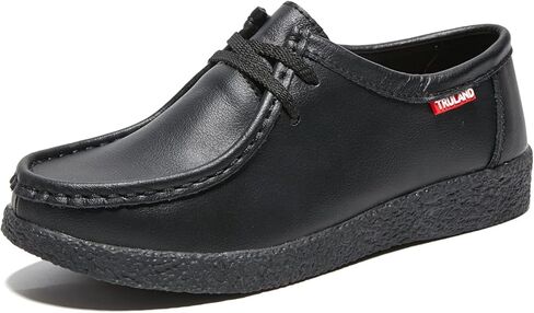 TRULAND Women’s Casual Moccasin Shoes - Suede Leather Lace Up Flat Wallabees Oxford Shoes (7.5 D(M) US,Brown) in Kuwait