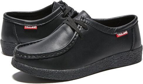 TRULAND Women’s Casual Moccasin Shoes - Suede Leather Lace Up Flat Wallabees Oxford Shoes (7.5 D(M) US,Brown) in Kuwait